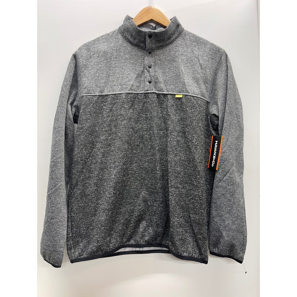 Hawke & Co Mens Small Grey Marled Snap Mock Neck Performance Pullover NWT